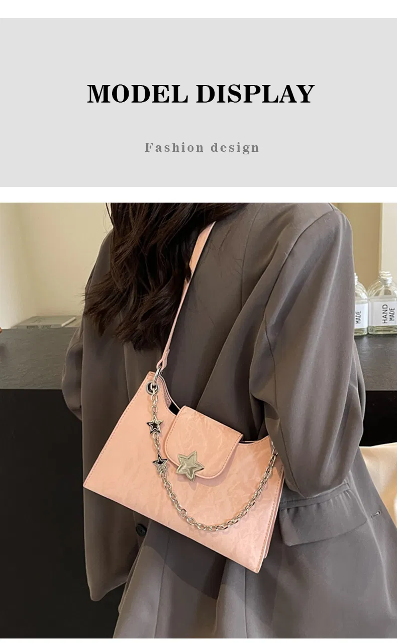 Bolsa Trendy para Mulheres, Bolsa de Ombro Hobo de PU Macio, Bolsa Casual Chic de Braço com Corrente