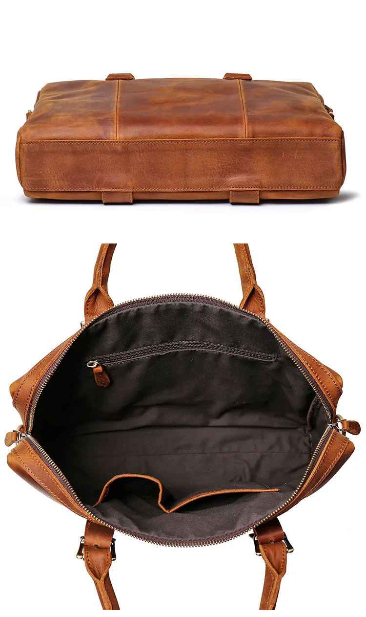 Bolsa de couro de vaca para laptop, pasta diagonal personalizada para homens