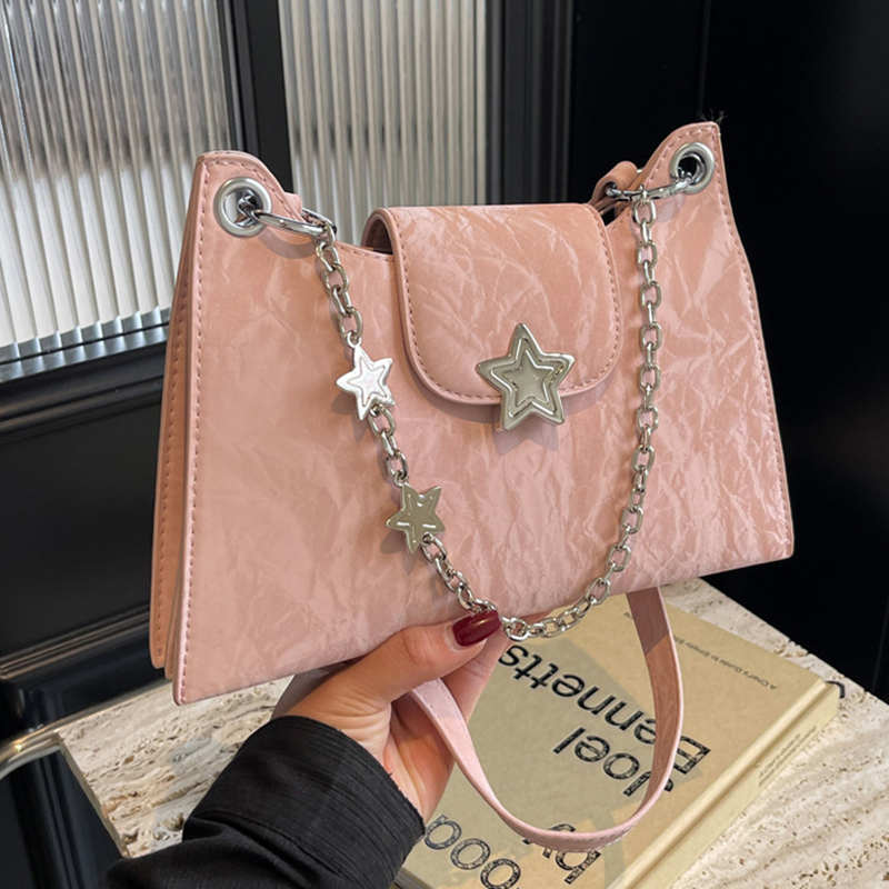 Bolsa Trendy para Mulheres, Bolsa de Ombro Hobo de PU Macio, Bolsa Casual Chic de Braço com Corrente
