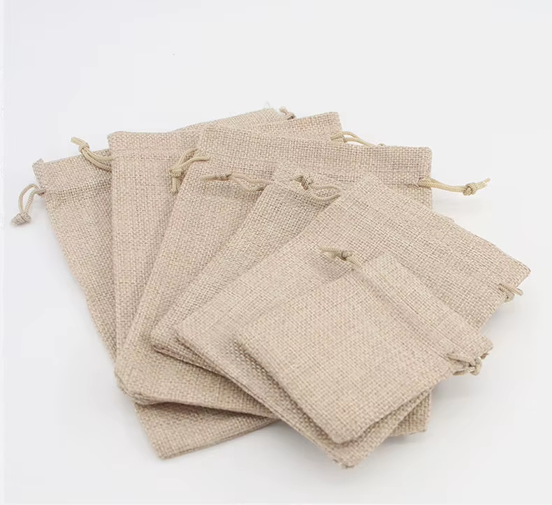Sacos de Juta com Cordão Atacado 15X 20cm Sacos Promocionais Reciclados Personalizados com Logo Embalagem de Burlap