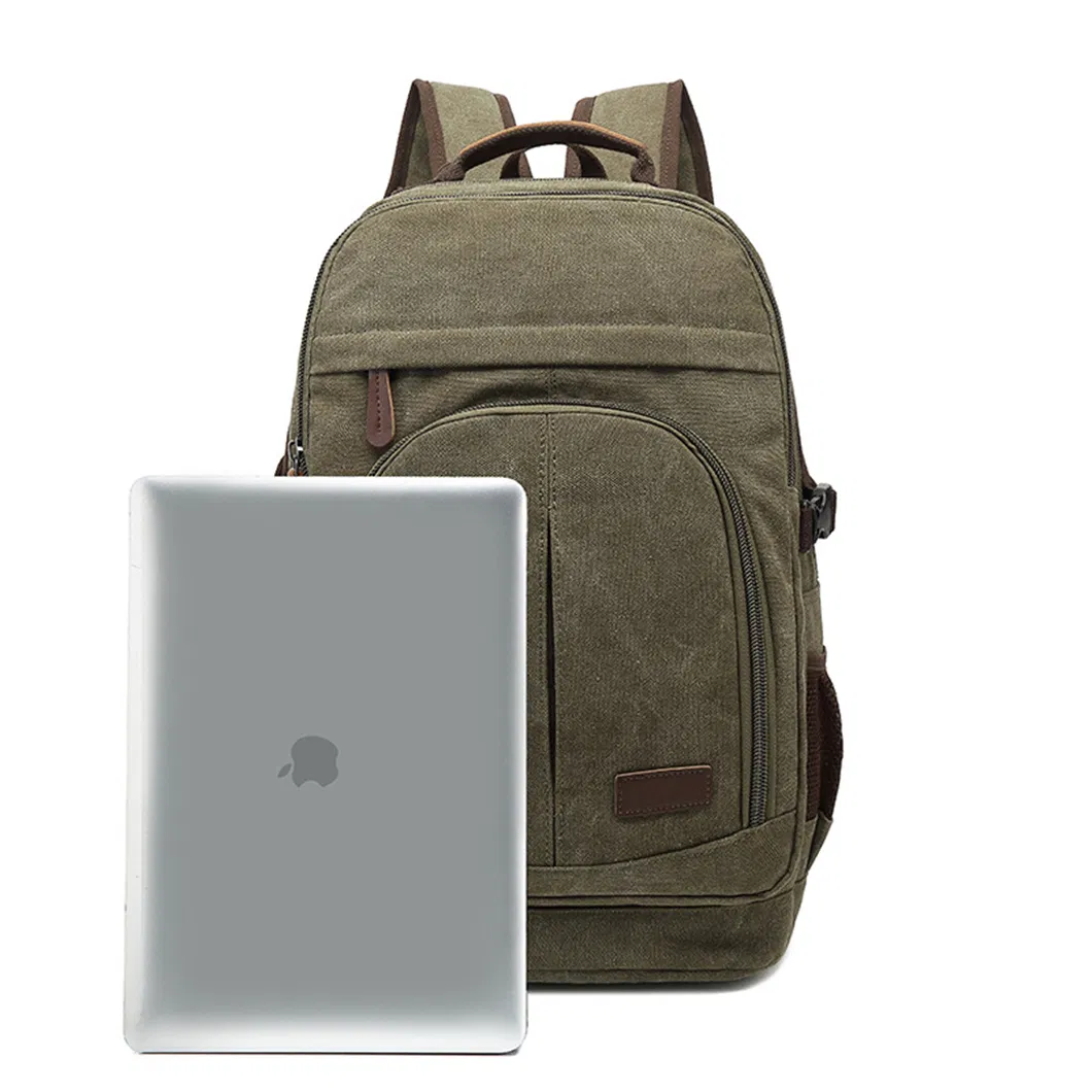 Bolsa de Lona Retrô Personalizada Mochila Masculina Bolsa Casual Mochila para Computador