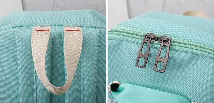 Design Coreano 4PCS Mochilas de Lona para o Ensino Médio Conjunto Listrado Crianças Novas Mochilas da Moda Conjunto para Adolescentes Meninos Meninas
