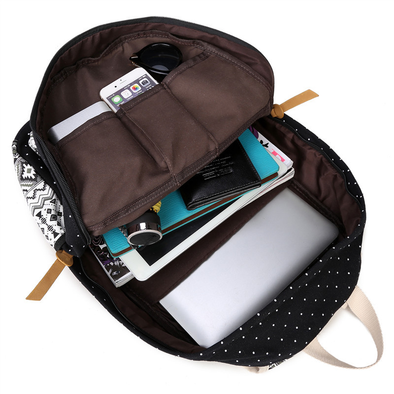 Mochila Escolar de Grande Capacidade em Lona, Conjunto de Três Peças, Mochila Infantil Estampada