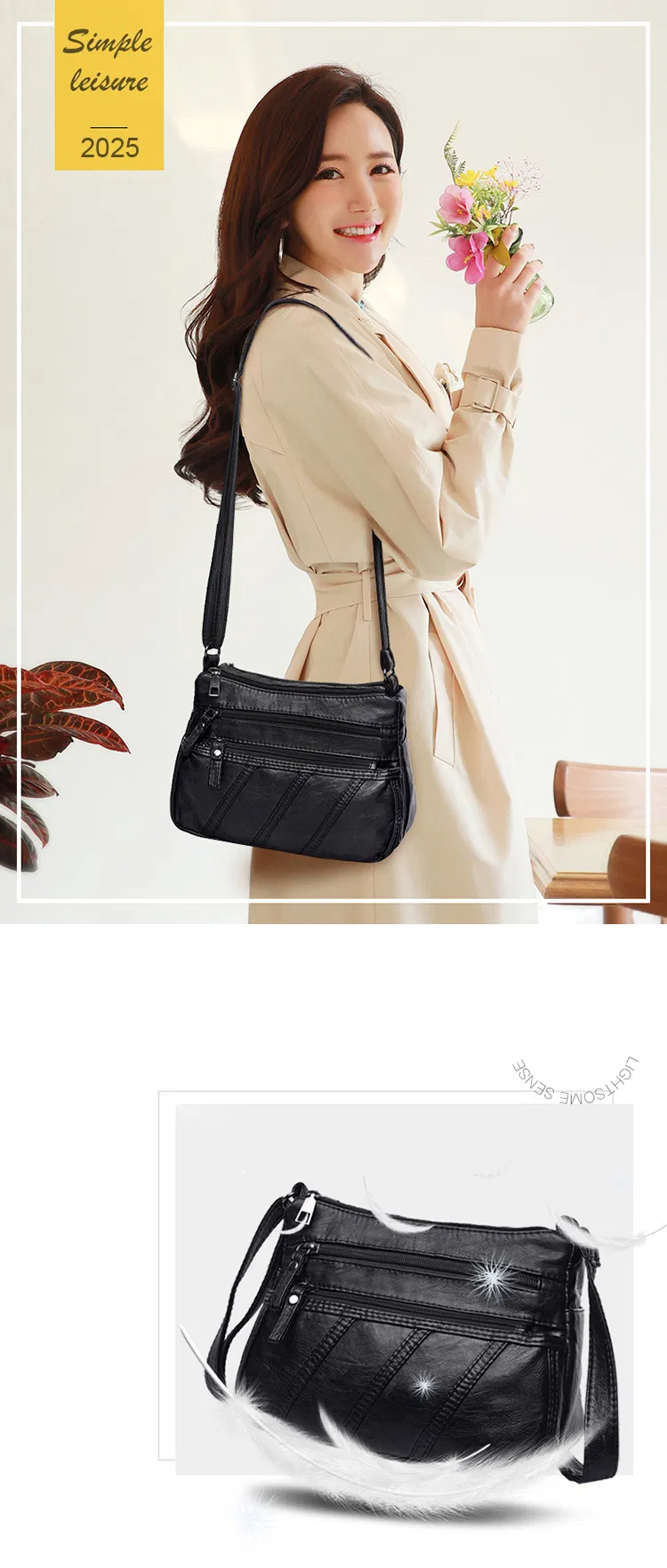 Bolsa transversal de PU detalhe 1