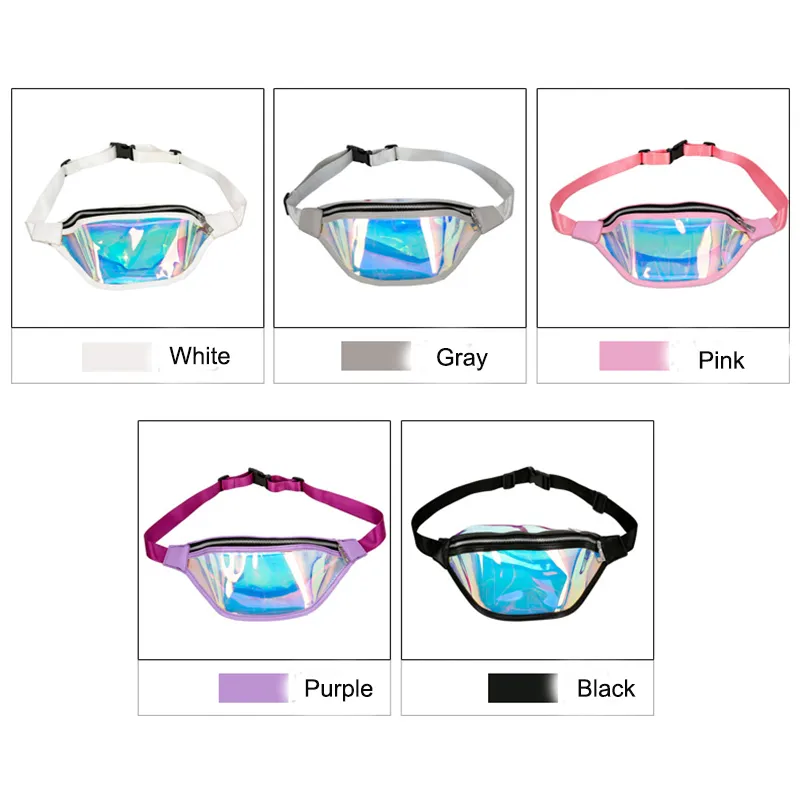 Bolsas de Cintura Personalizadas para Mulheres, Pacote de Fanny Transparente em PVC Holográfico