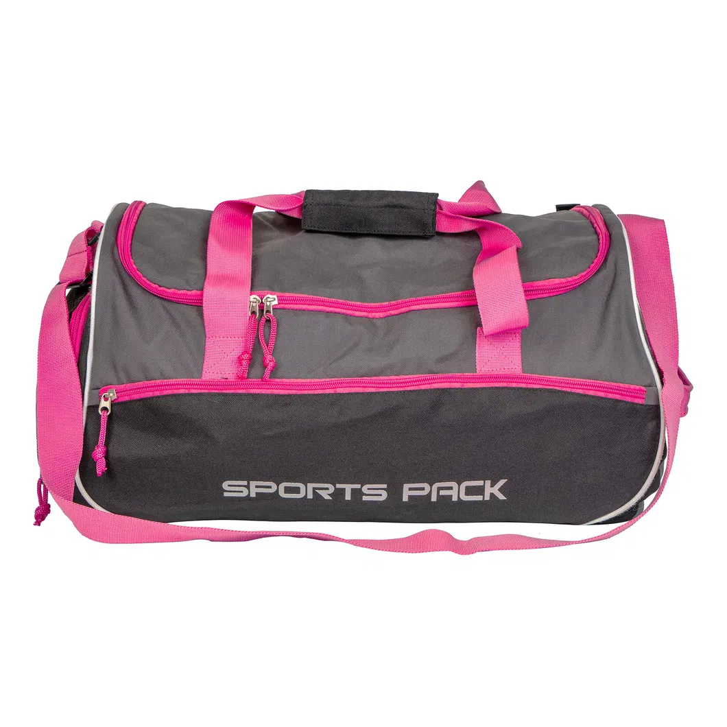 Bolsa de Dupla Resistência à Água para Esportes - Tote de Viagem para Academia com Alça de Ombro Ajustável (Rosa e Cinza)