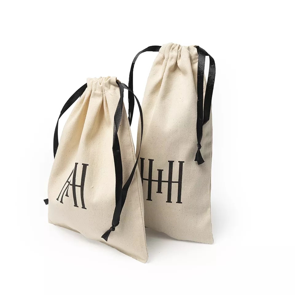 Saco de Algodão Ecológico com Cordão Personalizado, Saco de Algodão para Joias, Pouch de Linho Orgânico Preto, Saco de Algodão com Cordão e Logo
