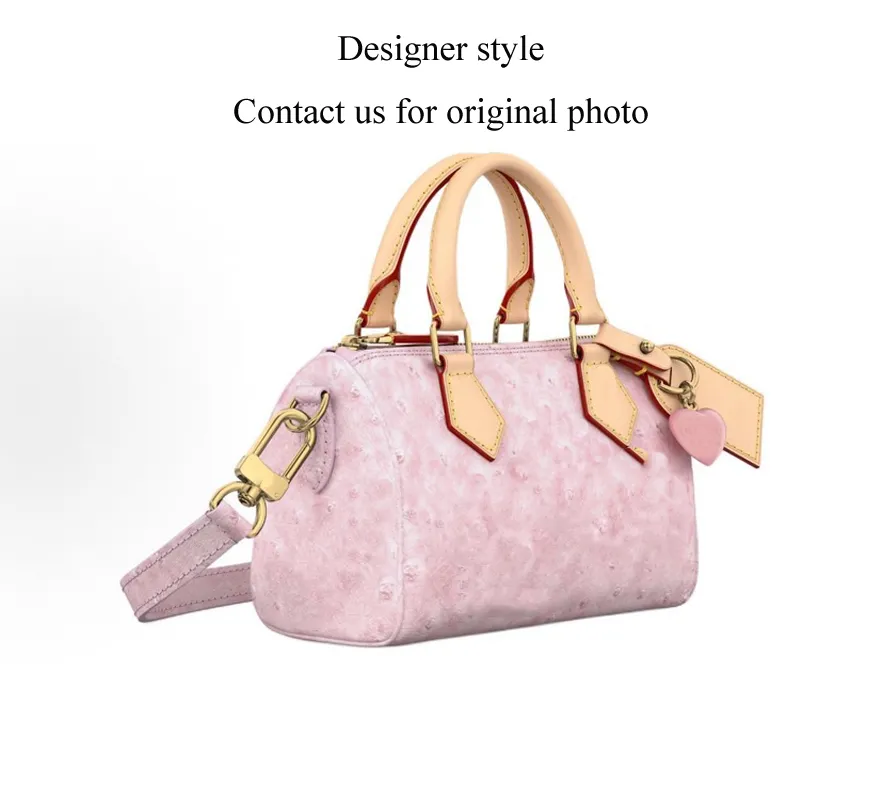 Bolsa Mini Barril de Luxo Leve em Couro com Estampa de Avestruz