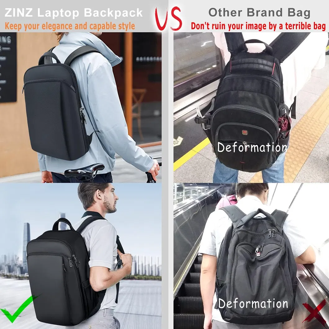 15" Mochila Slim Antifurto para Negócios Masculinos e Femininos para Viagem e Notebook