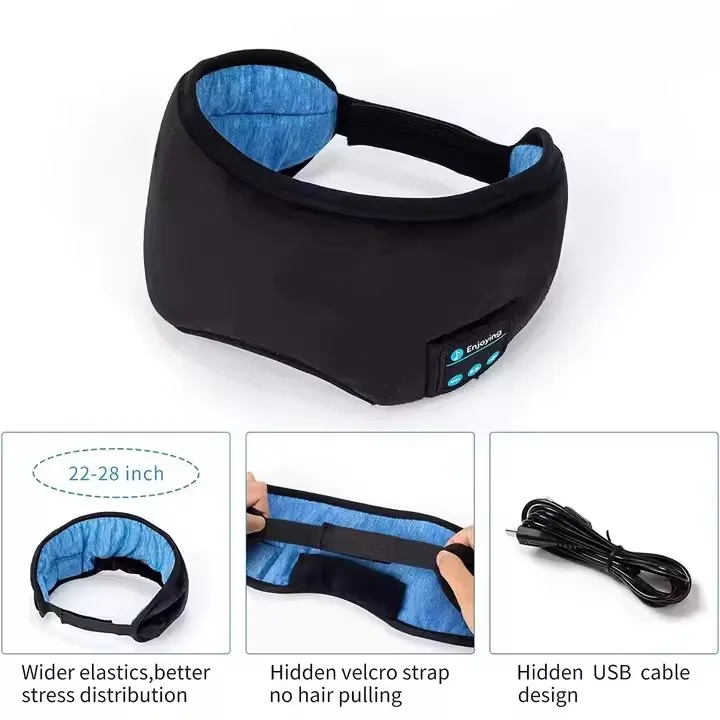 Fones de Ouvido para Dormir Máscara de Olhos - Máscara de Dormir Sem Fio Bluetooth para Dormidores Laterais, Confortável Máscara de Olhos para Noite