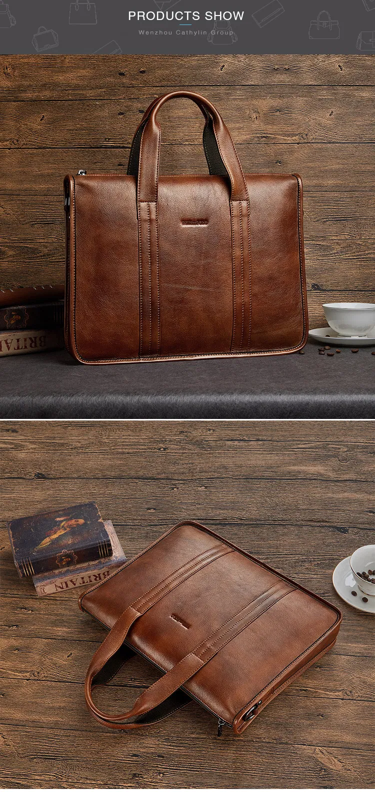 Fábrica Atacadista China Bolsa de Couro para Laptop Masculina Viagem