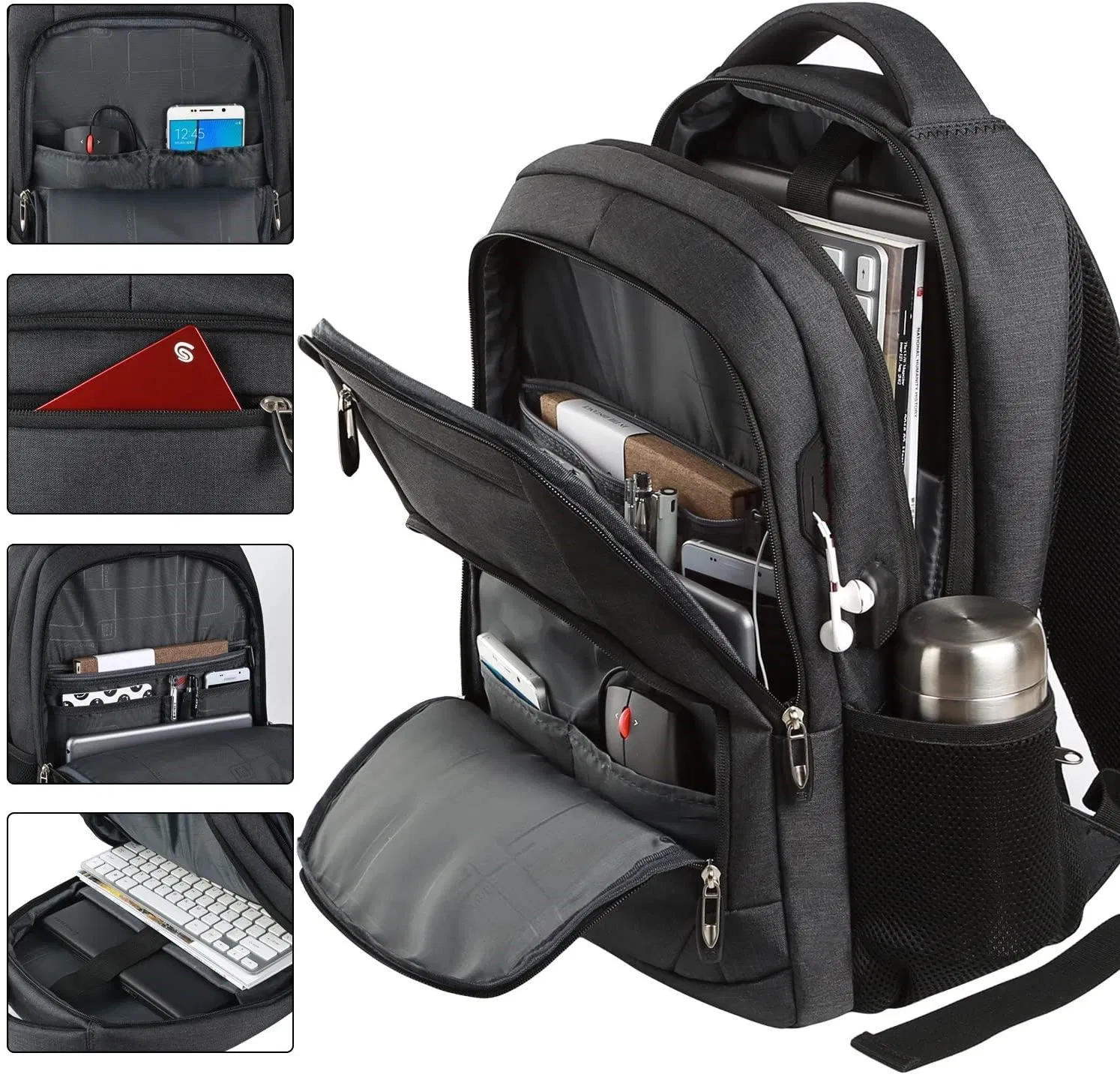 Mochila para Laptop, Bolsa de Negócios, Viagem Antifurto, Slim, Durável, Mochila para Laptops, Resistente à Água, Bolsa para Computador Escolar