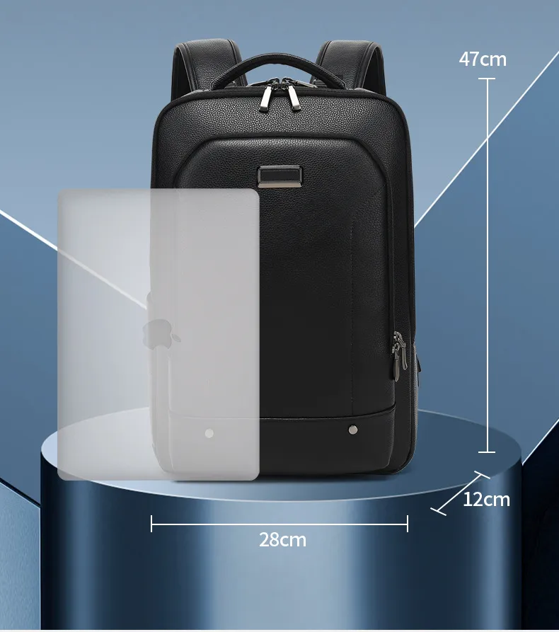 2023 Mochila de couro repelente à água para negócios para laptop