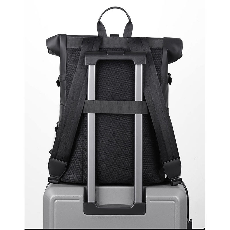 Mochila para laptop à prova d'água personalizada, moda, grande capacidade, mochila de viagem com fechamento em rolo
