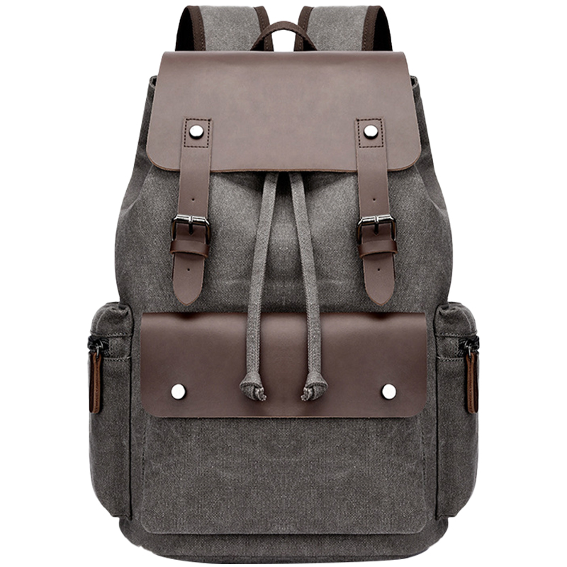 Mochila Mensageiro Vintage de Lona e Couro de Alta Capacidade para Homens