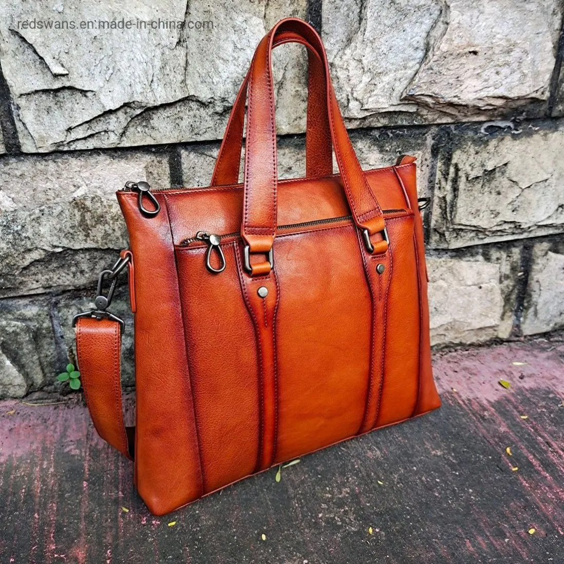 Nova Bolsa Masculina 15" Grande de Couro Legítimo Marrom Pasta Mensageiro para Laptop RS-Ypsy-6528