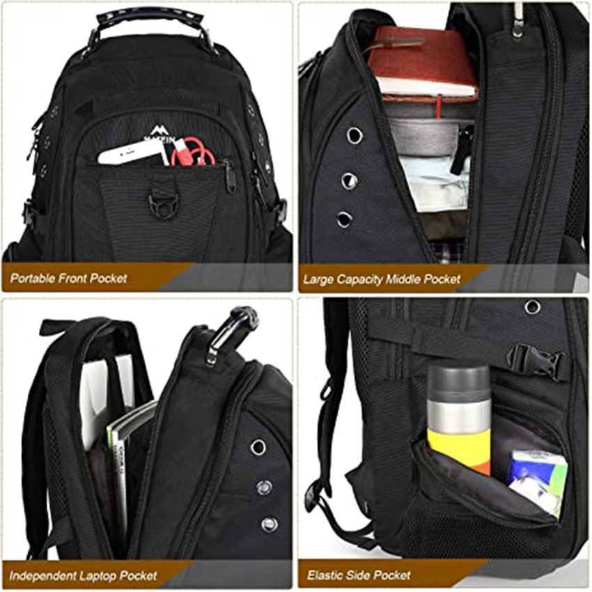 15.6 Mochila de Viagem com Rodas de Polegadas para Laptop, Mochila de Negócios para Homens, Bolsa Rolante Preta