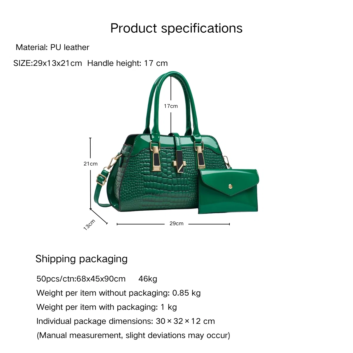 Bolsa de Ombro em Couro PU Glossy com Estampa Croc, Fácil de Limpar e Durável, com Pequeno Porta-moedas para Reuniões de Negócios e Caminhadas Urbanas