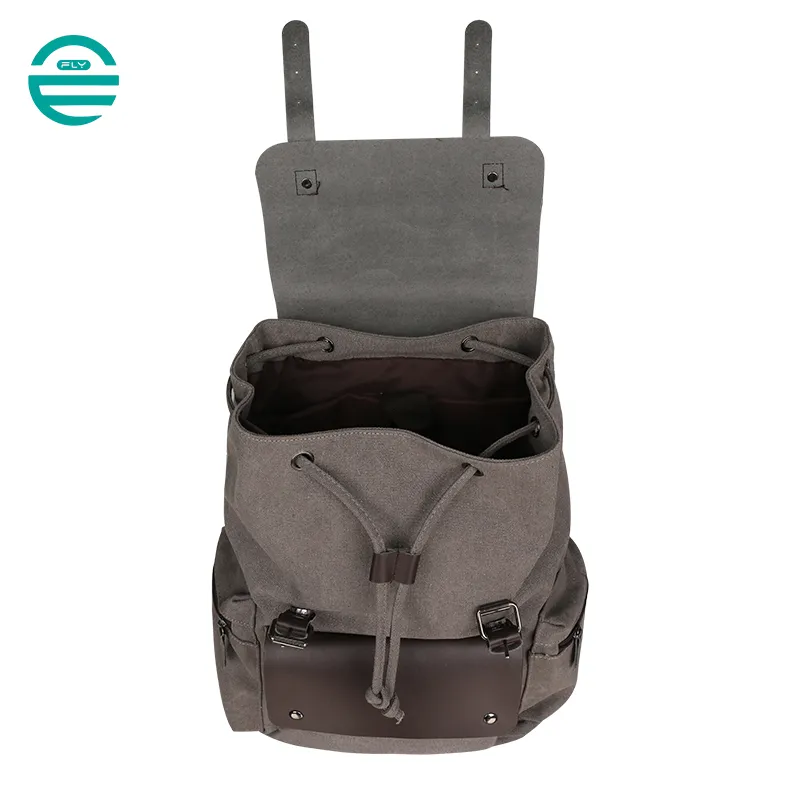 Mochilas de Ombro Vintage para Laptop, Mochila de Lona com Cordão para Escola
