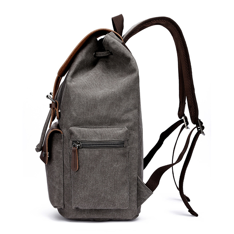 Mochila Mensageiro Vintage de Lona e Couro de Alta Capacidade para Homens