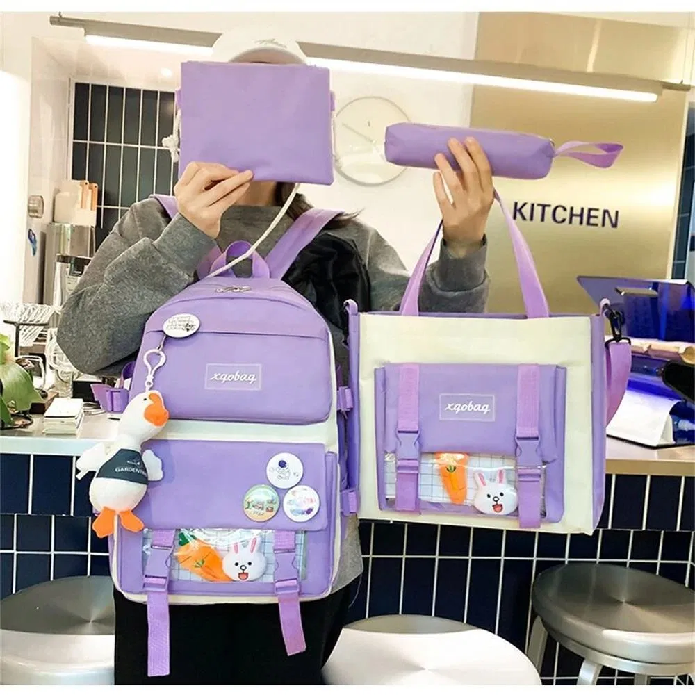 Mochila Casual de Lona para Escola para Meninas e Meninos Conjunto de Mochila para Estudantes