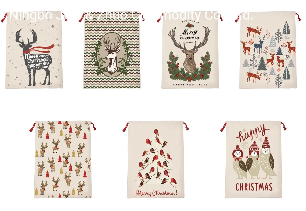 Saco de Presente de Natal Personalizado com Impressão Digital e Cordão