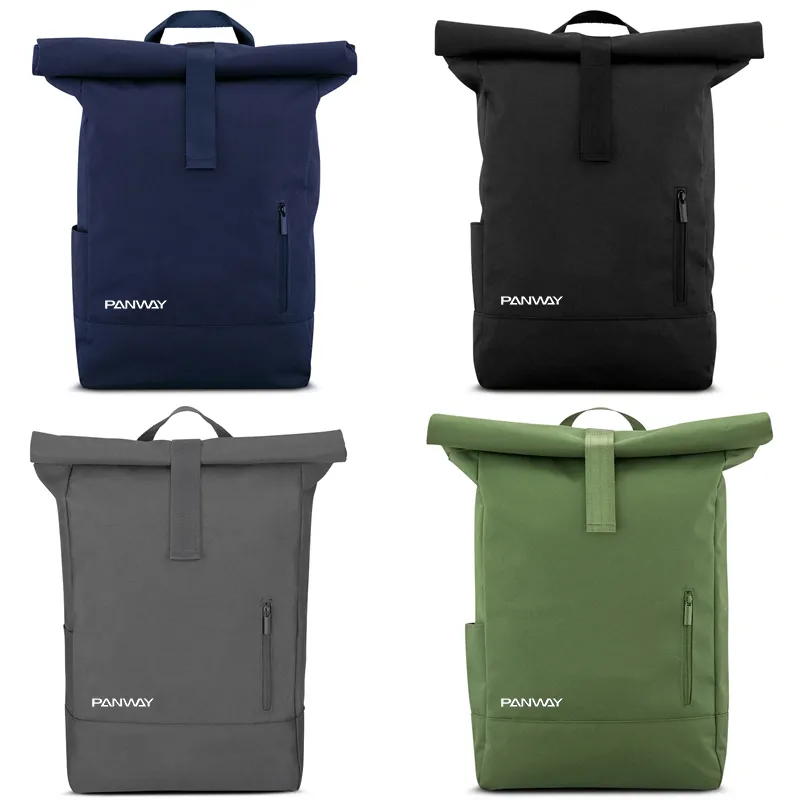 Mochila de Viagem ao Ar Livre Personalizada com Logo Impermeável RPET Rolltop Antifurto para Laptop