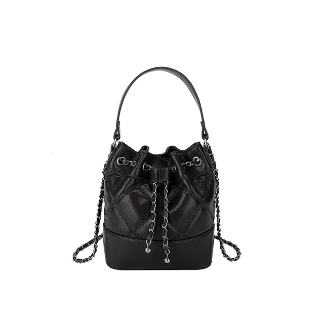Disponível em 6 Cores Elegantes Bolsa Bucket Estilosa com Alça de Corrente