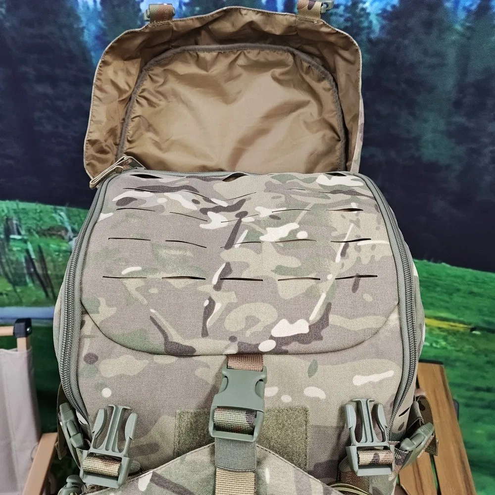 Mochila Tática Modular Hhb-240010 Impermeável em Lona Camuflada para Exploração e Expedições