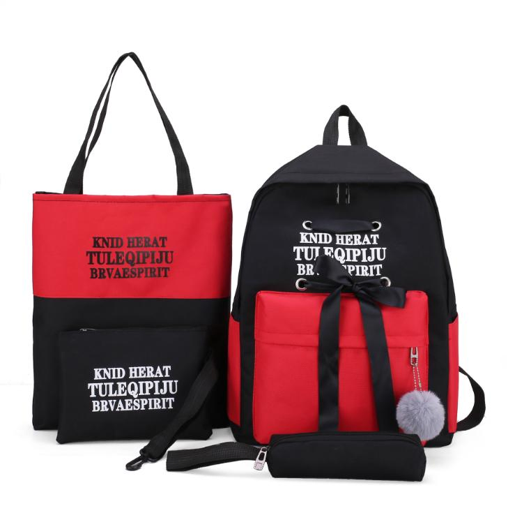 Design Coreano 4PCS Mochilas de Lona para o Ensino Médio Conjunto Listrado Crianças Novas Mochilas da Moda Conjunto para Adolescentes Meninos Meninas