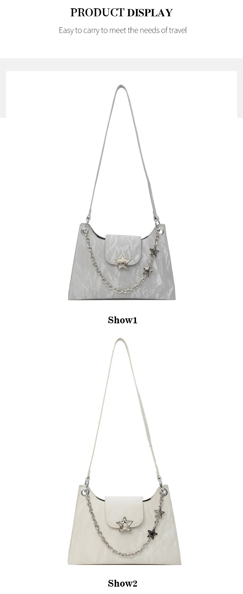 Bolsa Trendy para Mulheres, Bolsa de Ombro Hobo de PU Macio, Bolsa Casual Chic de Braço com Corrente