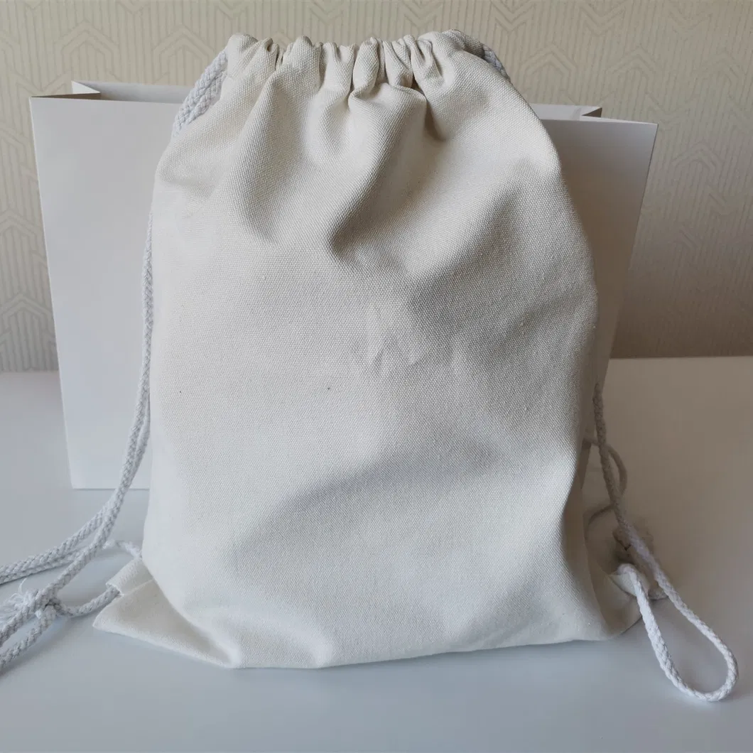 Mochila de viagem estilosa com alça de corda personalizada de alta qualidade, mochila de algodão com cordão