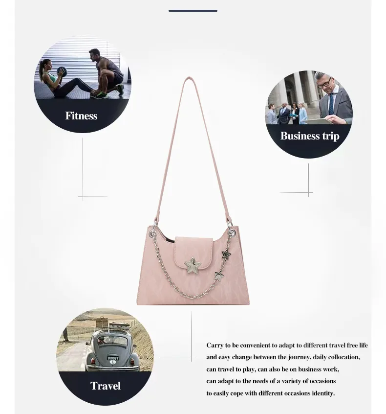 Bolsa Trendy para Mulheres, Bolsa de Ombro Hobo de PU Macio, Bolsa Casual Chic de Braço com Corrente