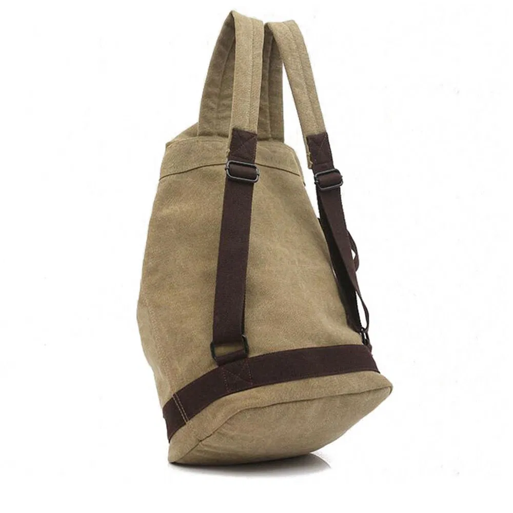Mochila de Lona Vintage para Viagem ao Ar Livre com Cordão para Caminhadas e Esportes
