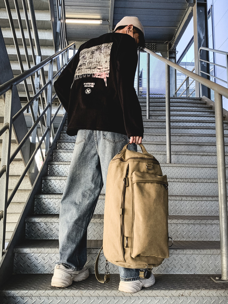 Mochila de Lona para Viagem e Caminhada ao Ar Livre