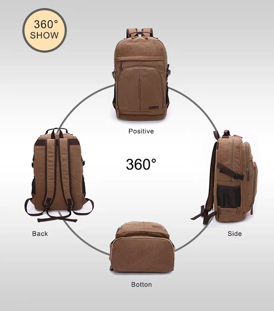 Bolsa de Lona Retrô Personalizada Mochila Masculina Bolsa Casual Mochila para Computador