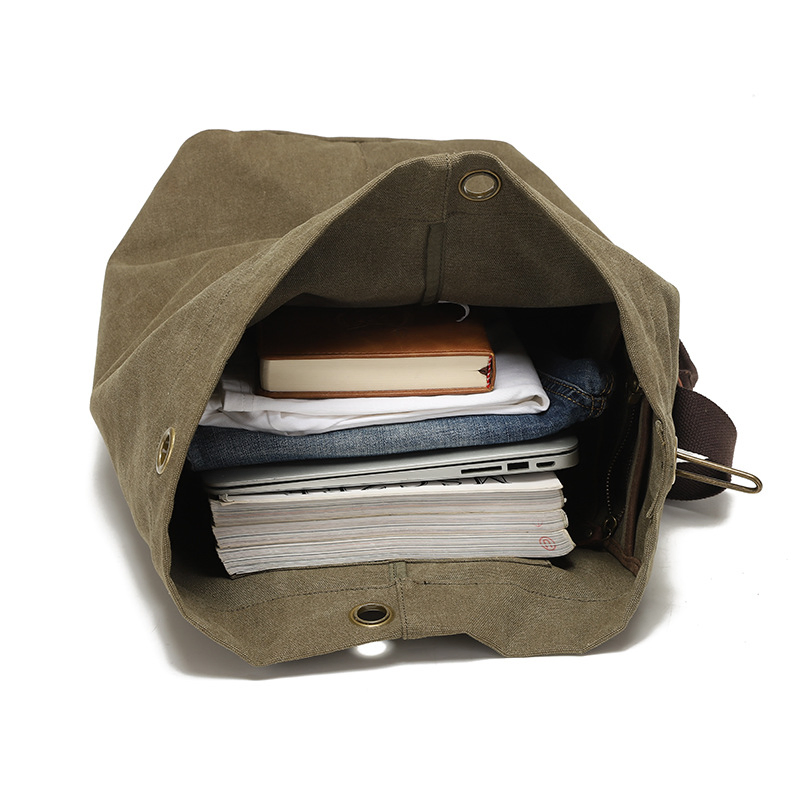 Mochila Commuter de Lona Encerada Durável para Esportes ao Ar Livre, Casual, Viagens e Uso Diário (CY0608)