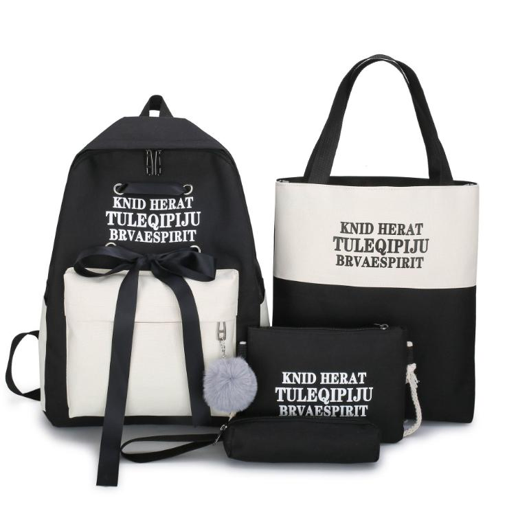 Design Coreano 4PCS Mochilas de Lona para o Ensino Médio Conjunto Listrado Crianças Novas Mochilas da Moda Conjunto para Adolescentes Meninos Meninas