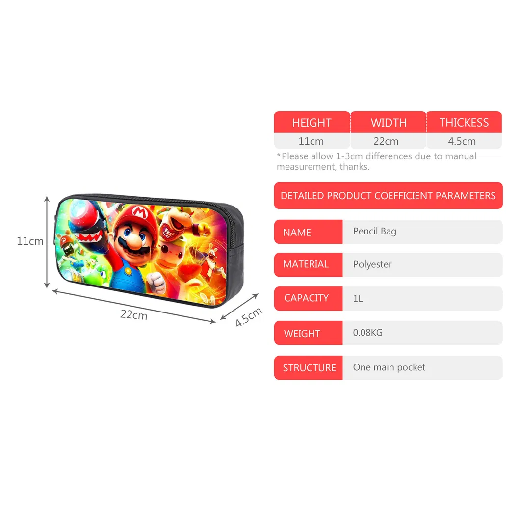 Conjunto de Mochila Escolar Mario Mini Cartoon Três Peças