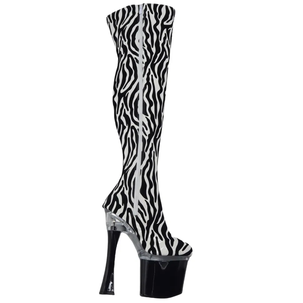 Botas de Mulheres até o Joelho para Festa Noturna no Clube Zebra