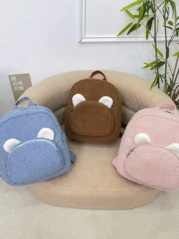 Mochila Infantil Estilosa e Espaçosa em Forma de Urso de Pelúcia, Bolsa Mini Fofa com Alças Ajustáveis