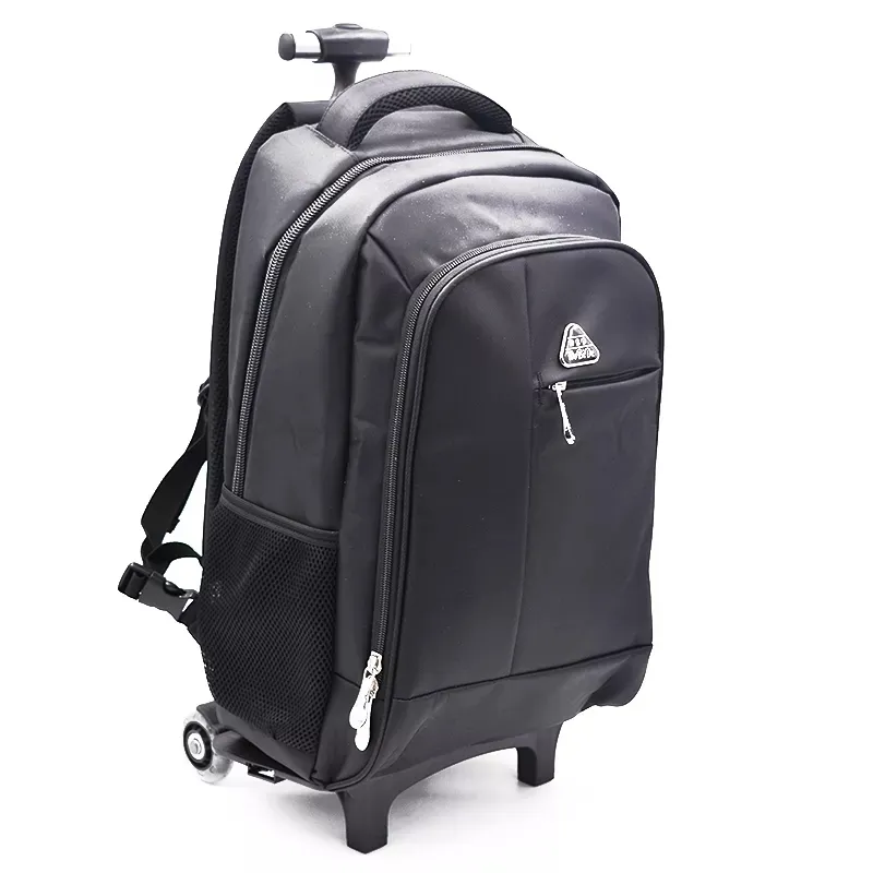 Mochila de Nylon Preto à Prova d'Água para Laptop com Rodas