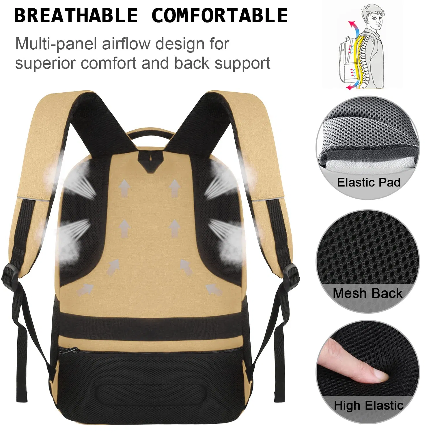 Mala de Viagem Antifurto Slim Durável para Laptops com Porta USB para Carregamento