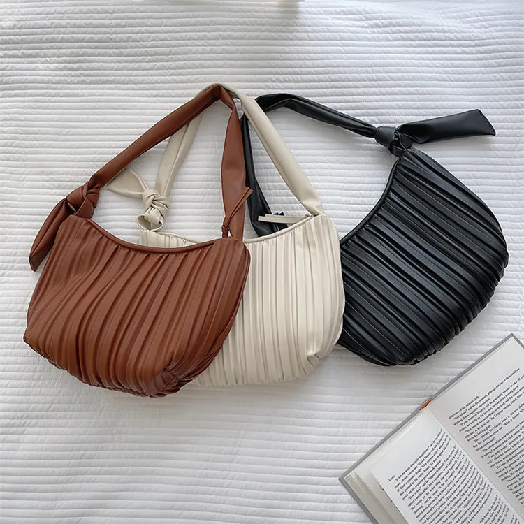 Bolsa Hobo Plissada Mulher Bolsa de Ombro Senhora Bolsa Transversal