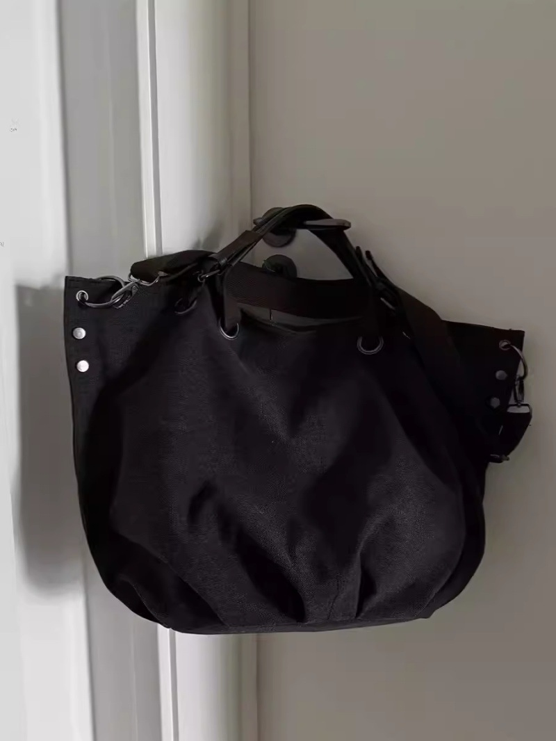 Bolsa Tote Hobo de Lona Lavada Vintage com Cordão para Mulheres