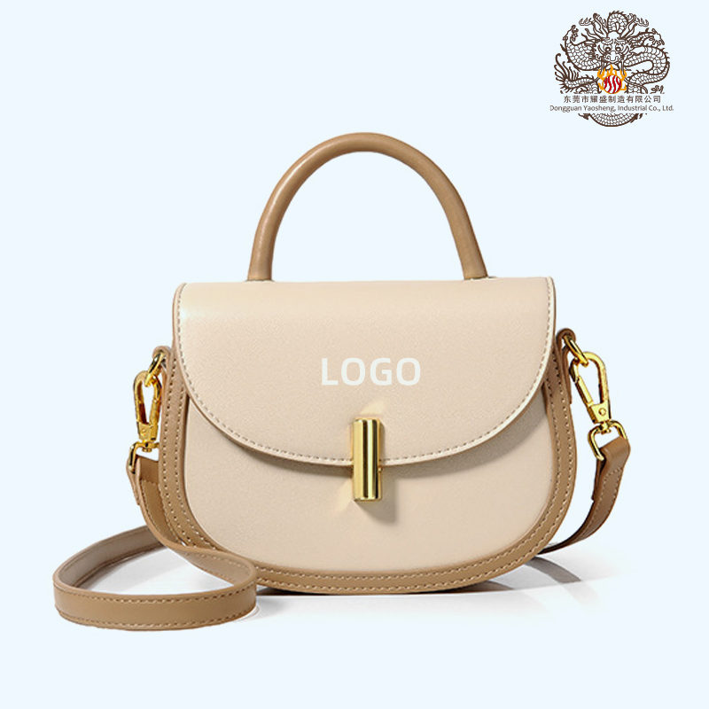 Bolsa transversal de couro PU com contraste de cor e fecho giratório para mulheres