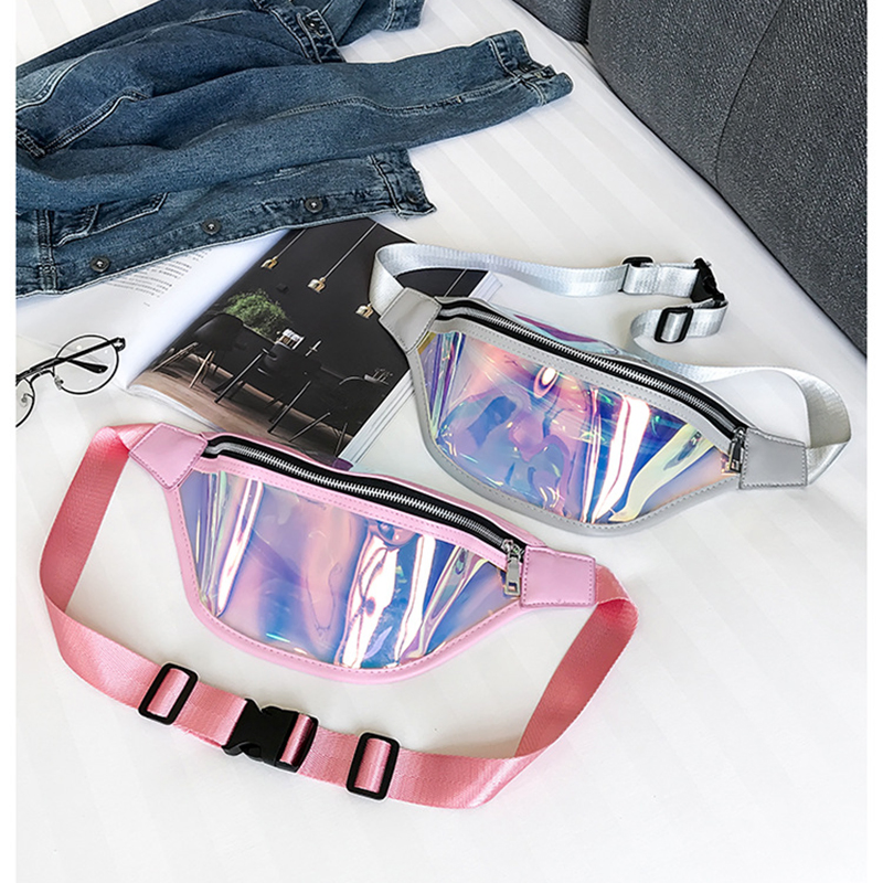 Bolsas de Cintura Personalizadas para Mulheres, Pacote de Fanny Transparente em PVC Holográfico
