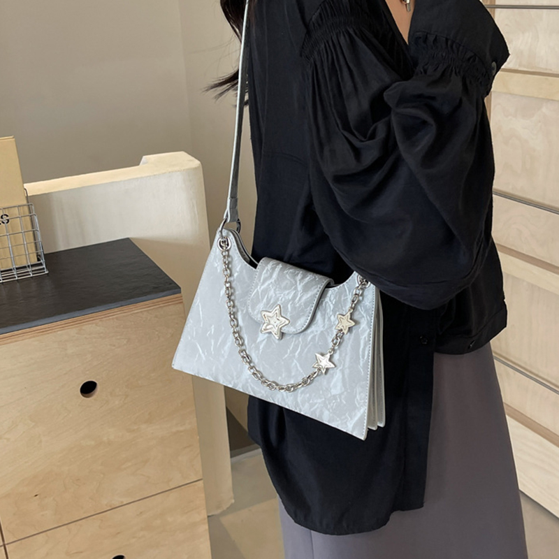 Bolsa Trendy para Mulheres, Bolsa de Ombro Hobo de PU Macio, Bolsa Casual Chic de Braço com Corrente