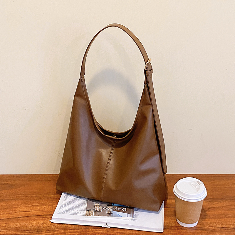 Bolsa Hobo Grande de PU Macio com Alça Ajustável e Estilo Trendy