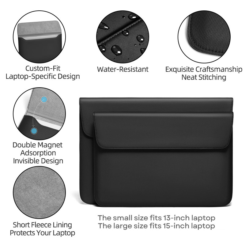Mala Slim Magnética à Prova de Choque para Laptop de 13-15 Polegadas e iPad, Bolsa Escolar para Laptop